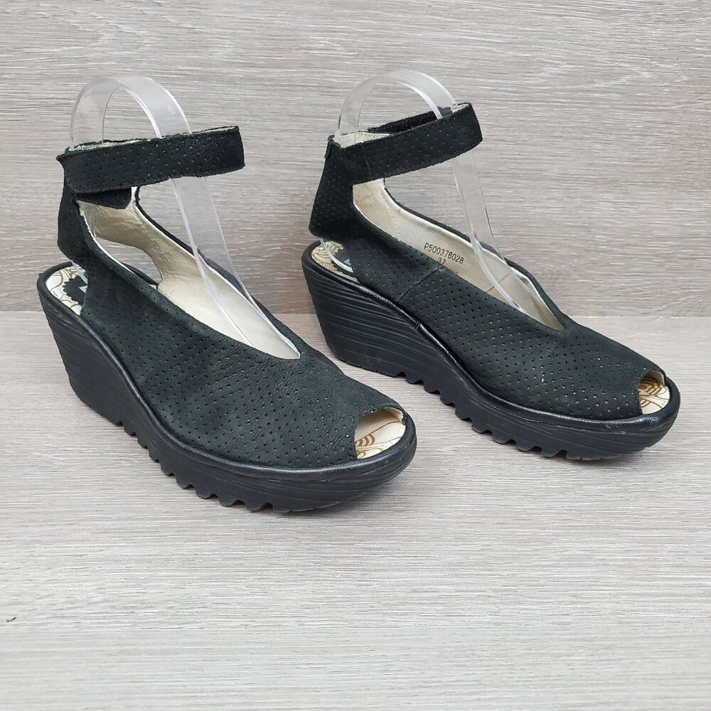 Fly London Yala Perf wedge in black